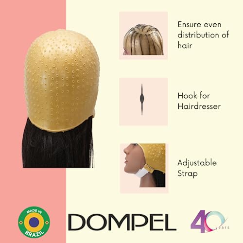 Dompel Reusable Professional Silicone Gold Cap With Hook | Hair Dyeing And Bleaching | Ideal For Bleach Powder, Blue Hair Dye, And Hair Coloring | Model 664 - Ca #TOP3