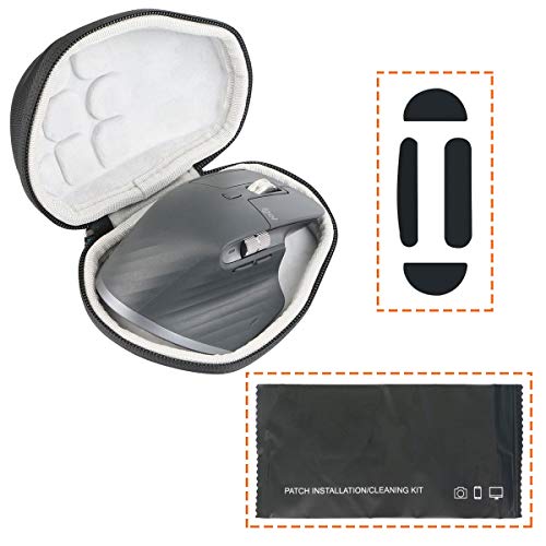 Hart Tasche Schutzhülle für Logitech MX Master 3 Fortschrittliche Kabellose Maus Mouse Etui Case. (Mit Mausfußpolstern-Schwarz/Weiß)