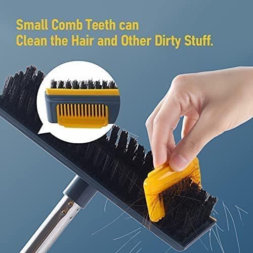 MURTISIDDH Stainless Steel Floor Cleaner Mop Brush Swiper with Strong Bristle | 2 in 1 Scrape Floor Scrubbing Brush with Long Handle | Tile Cleaner 4