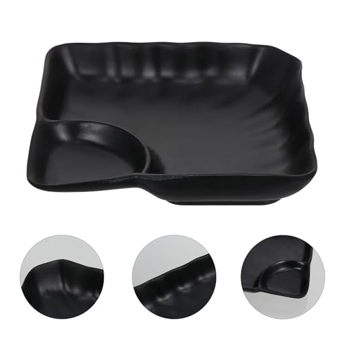 Plato para sushi y dumplings de melamina negro miniatura 5