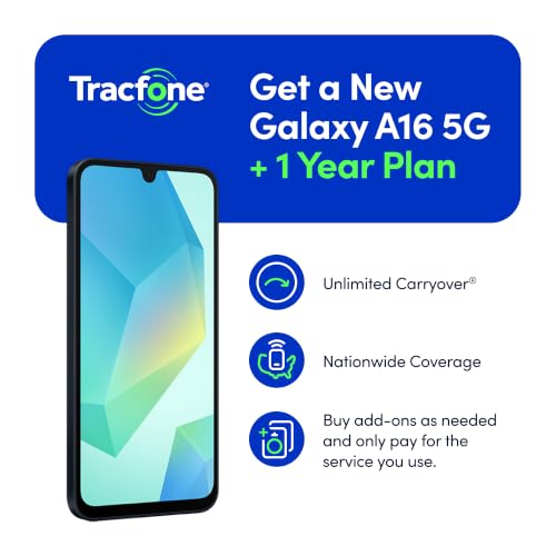 Image of Tracfone Samsung Galaxy A16 5G, [Activation Promotion Incl: 1500Min /1500Txt /1500MB, 365 Days Service Plan] 128GB, 50MP Triple Camera, Android 6.7 inch FHD+ Super AMOLED 90Hz Display Locked to