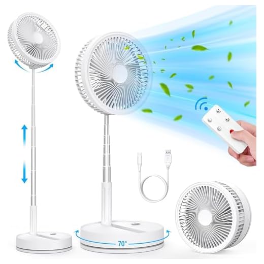 LIPETY Ventilador de Pie Oscilante Portátil Plegable, 9" 7200 mAh Bateria Recargable USB C Pequeño Mesa Ventiladores con Control Remoto, Ventoinha Pedestal Silencioso para Hogar Dormir Oficina Viaje