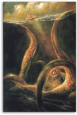 EMN Norse Myths Kraken Sea Monster Canvas Art Poster and Wall Art Picture Print Modern Family Bedroom Decor Posters 12x18inch(30x45cm)