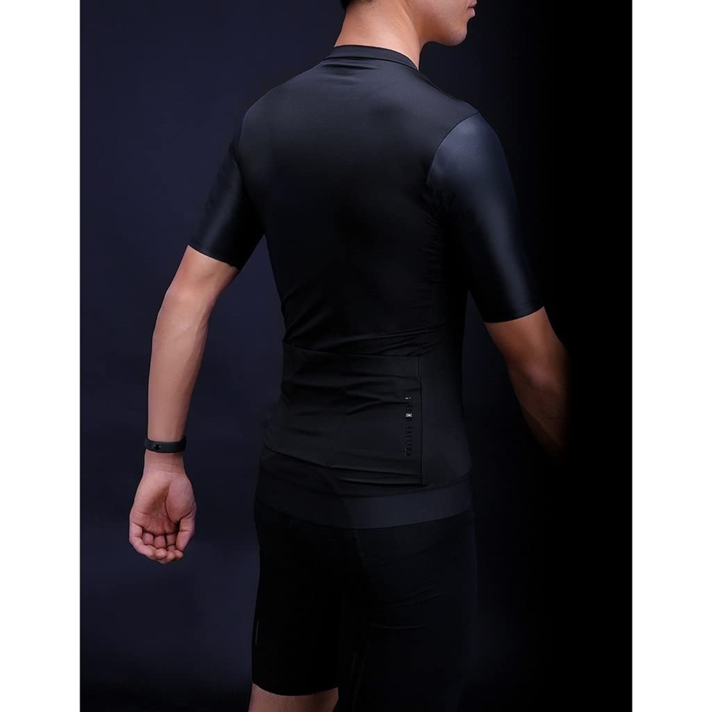 Męska odzież kolarska Męska jazda na rowerze Triathlon Jersey Bike Elastyczność Oddychająca Szybka sucha koszula rowerowa z krótkim rękawem, czarna Męskie koszulki kolarskie(S)