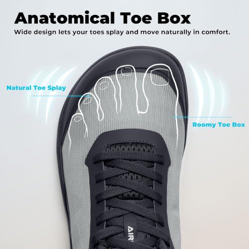 Image of AIRHAS Men's Barefoot Training Shoes Zero Drop Minimalist Sneakers Anatomical Toe Design for Weightlifting and Fitness