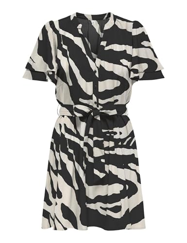 Robe courte ONLY Lenia imprimée noir taille M pour femme chic et tendance