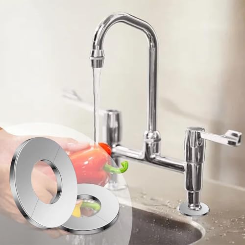 SIXHAOBU 10 Stk Wasserhahn Rosette, 22mm/26mm/34mm/42mm/51mm Edelstahl Selbstklebende Geteilte Rohrabdeckung, Ventillochabdeckungen Abdeckrosetten für Wasserhähne Rohre Duschwanne