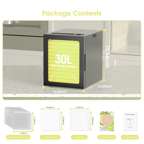 image for PSIIDAN Food Dehydrator Machine, Stainless Steel Digital Food Dryer fo