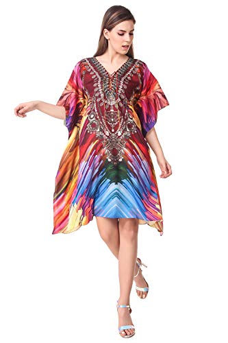 Image of RAVI RAJORIA Georgette Digital Printed Beach Wear Kaftan Blue Free Size R800 | Multi Color 2
