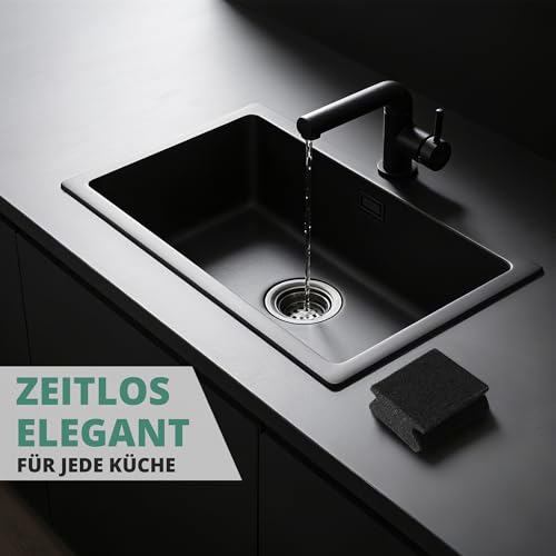 HOMELYN Spülschwämme 10er Pack, 4x7x9 cm I Schwarz I Zweilagig, Weiche Seite & Scheuerseite I Für Töpfe, Pfannen & Geschirr I Küchenhelfer I Reinigungsschwamm I Küchenschwamm I Putzschwamm