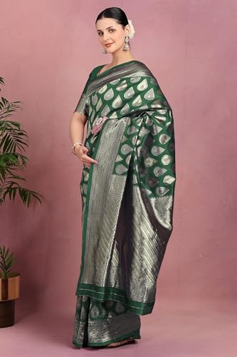 Image of Subham Saree for Woman Silk Cotton Kanjivaram | Soft Daily Wear Golden Zari Sari with Jacquard Blouse Piece