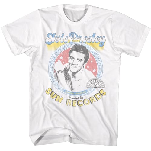 Amazon.com: Sun Records Elvis Presley Mens White Short Sleeve T