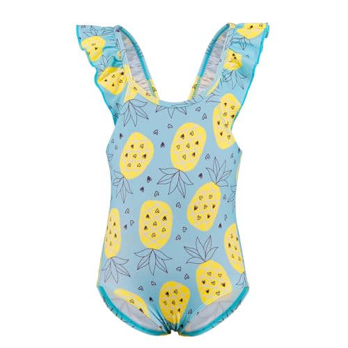 TIZAX Bañador Natación para Niñas Pequeños Traje de Baño Una Pieza Niñas Bañadores con Volantes de Secado Rápido Ropa de Playa Piscina Piña 3 años