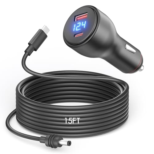 Starlink Mini Cable 3 in 1 Starlink Mini Car Charger DC Power Cable Smart Boost 12V to 20V/100W Cigarette Lighter Adapter with Digital Display USB A/Type C PD 100W Port for Trucks and Cars 15FT