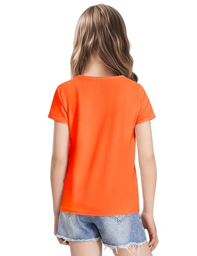 Image of Girls Short Sleeve Shirts Cotton Crew Neck T-Shirt Kids Plain Tees Tops Size 5-12 Years