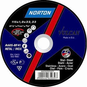Norton - Disco corte amoladora metal inoxidable diámetro 230 2,0x22,23