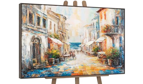 YS-Art Hermosas pinturas acrílicas coloridas sobre lienzo con marco colorido pintado a mano cuadro de pared sala de estar decoración moderna del hogar imágenes oficina arte real 120x80 cm