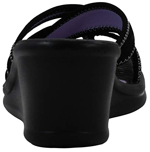 Skechers Women's Cali Rumblers Black/Lavender Wedge Sandal 10 M US
