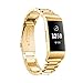LUONE Kettenuhrenarmband, DREI-Korn-Schleuder Schnalle Ersatz Armband Kompatibel mit Fitbit CHARGE3 / 4-Uhrenarmband-Edelstahl-Uhr-Armband,Gold 1