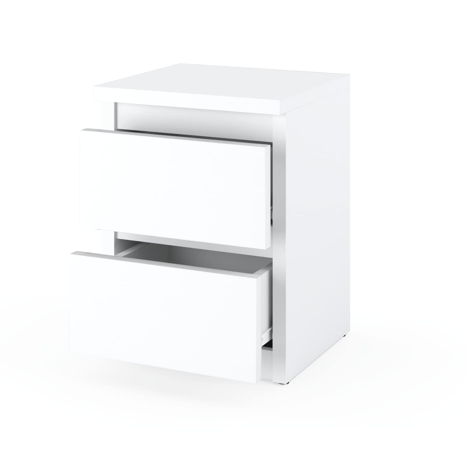 MRBLS_HOME Nachttisch 2er Set Nachtschrank Nachtkommode Modern Möbel mit Schubladen Kommode Holz Schubladenschrank für Ihr Schlafzimmer (Weiß Matt) – 30 x 43 x 32,5 cm (B/H/T)