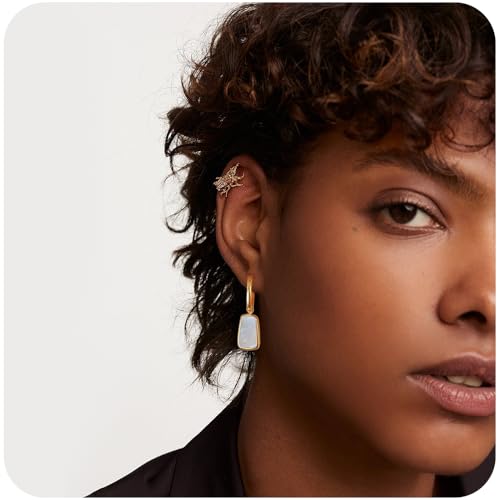 Long Plate Pendant Earrings For Women Trendy Inlaid with Natural White Sea Shells Titanium Steel is Electroplated with 18K Gold Earrings3