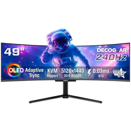 Image of Deco Gear 49 inch 5K QD-OLED Curved Gaming Monitor, 240Hz 0.03ms GTG 5120x1440