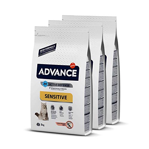 Advance Sensitive - Pienso para Gatos con Sensibilidades Digestivas - Pack De 3 x 3kg - Total 9kg