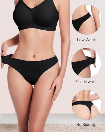 Image of LUCKMEEY Seamless Thongs for Women No Show Thong Panties for Women No Line G-String Thongs Sexy Shapewear Underwear Pack