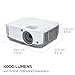 ViewSonic PA503W Beamer, 4000 ANSI Lumen, WXGA 1280x800, Kontrastverhältnis 22.000:1, Bildgröße bis 300 Zoll, HDMI, Vertikale Trapezkorrektur +/-40°, 2W Lautsprecher