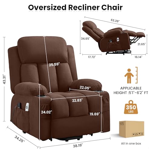 Sillón reclinable eléctrico con masaje Marrón miniatura 2