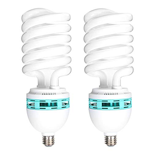 Runshuangyu Energy Saving Compact Fluorescent Spiral Bulb, 2 x 125W 220V 5400K CFL Daylight E27 Socket Light Lamp for Photography Photo Video Studio Lighting