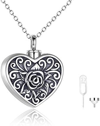 WINNICACA Ashes Cremation Necklace Urn S925 Sterling Silver Cremation Necklace for Memory Ashes Necklaces for Women Memorial Urn Heart Necklace Fashion Jewellery
