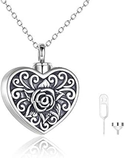 WINNICACA Ashes Cremation Necklace Urn S925 Sterling Silver Cremation Necklace for Memory Ashes Necklaces for Women Memorial Urn Heart Necklace Fashion Jewellery