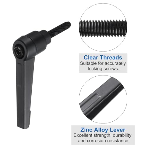 Image of uxcell 10pcs Lever Adjustable Handles M5 x 20mm Metric Male Thread, Level Clamping Handle Hand Stud Knobs Rotating Screw Handles Bolts with Locking Lever, Black