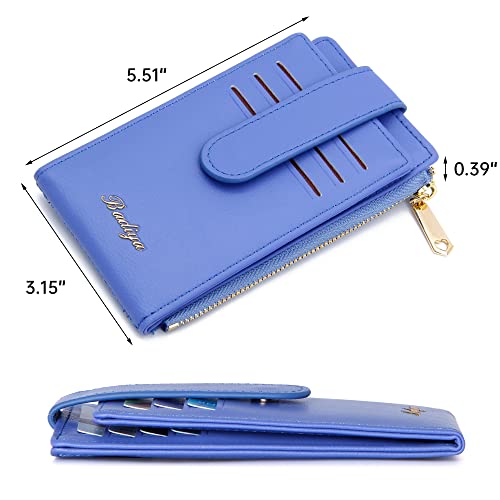 Image of Badiya Slim Women Wallet RFID Blocking Bifold Compact 9 Card Slots Holder Wallets Soft Leather with Zipper Coin Pocket 2 ID Window