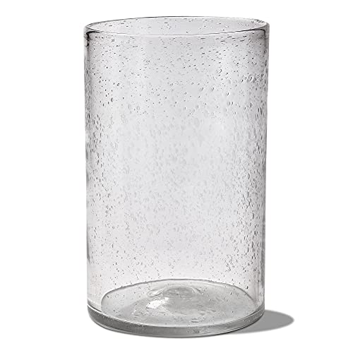TAG Headlands Hurricane Vase Clear Glass with White Wave Pillar Candle Holder Large Size, 8.0L x 8.0W x 12.75.6H inches White