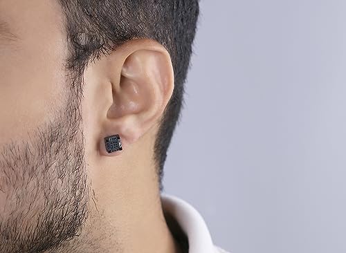 Dazzlingrock Collection 0.25 Carat (ctw) Round Blue or Red Diamond 7mm Cube Hip Hop Iced Out Studs in Black Plated 925 Sterling Silver, Unisex Design Ladies, Mens Real Diamond Earrings2