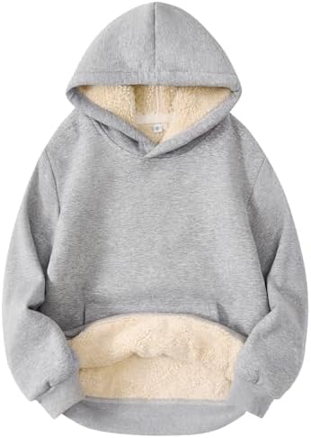 Boys Girls Hoodie Sherpa Lined Fleece Pullover Sweatshirt Winter Warm Cozy Hoodie