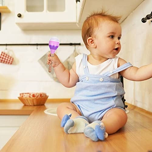 BESTonZON 2 Unidades Maracas Desenhos Animados Listrados Brinquedos Chocalho Para Crianças Chocalhos
