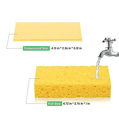 Temede Cellulose Sponges,Heavy Duty Scrub Sponges,Non-Scratch Kitchen Sponges for Dish,Colorful Compressed Dish Scrubber Sponge for Household,Cookware,Bathroom,6pcs