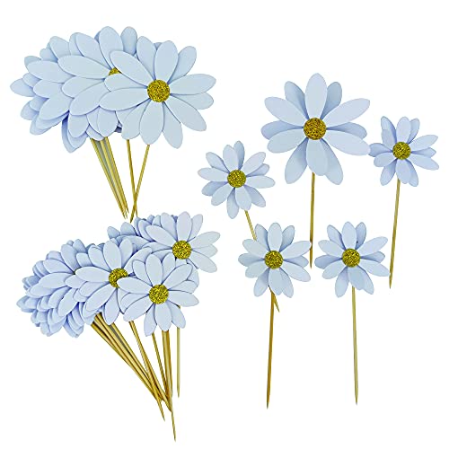 Mybbshower White Daisy Party Picks Flower Cupcake Toppers Spring Party Food Picks Party Decorations Wedding Cake Toppers Pack of 24