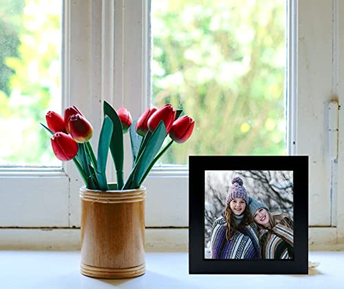Lekaiya 5X5 Black Picture Frames Set Of 2, Square Solid Wood Photo Frame For Tabletop Or Wall Mounting #TOP4