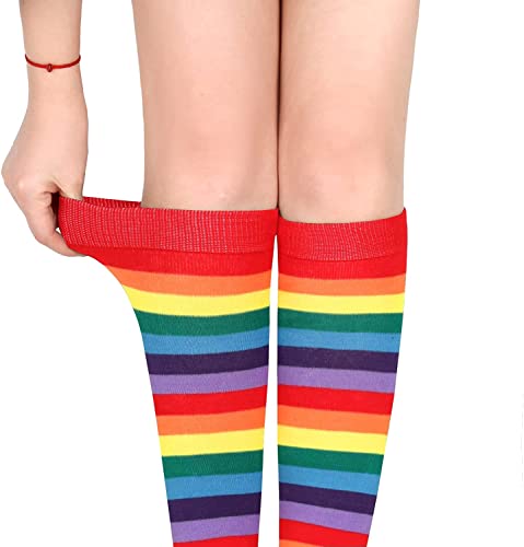 Rainbow Socks Pride Knee Cotton Socks High Stockings Colorful Novelty Crazy Knee High Socks For Women Men And Kids #TOP2