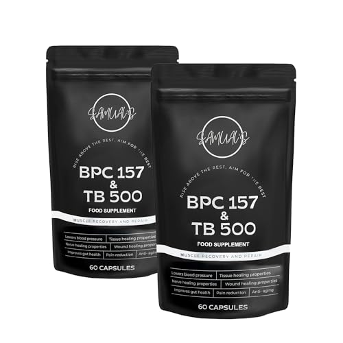 BPC 157 and TB500 Capsules | 1000mcg - High Levels of Oral Peptides BPC & TB 500 | Injury Recovery and Muscle Growth Amino Acids | Double Bundle - 120 Capsules