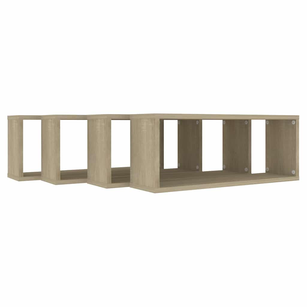 Genérico Mensole Parete a Cubo 4pz Rovere Sonoma 60x15x23 cm Multistrato,Marrone,12.11kg,807143
