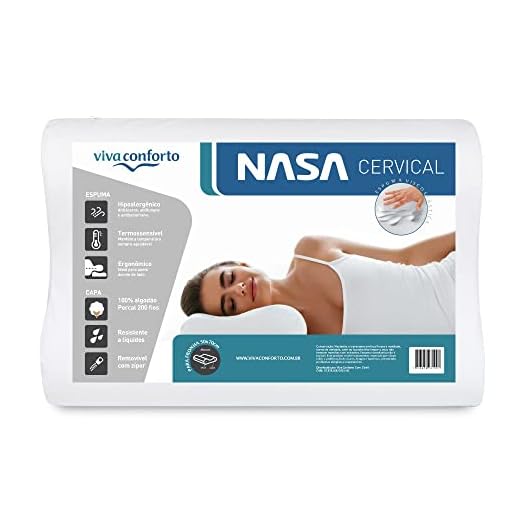 Travesseiro Nasa Cervical Anatômico Ortopédico Capa Percal 200 Fios 100% Algodão Viva Conforto