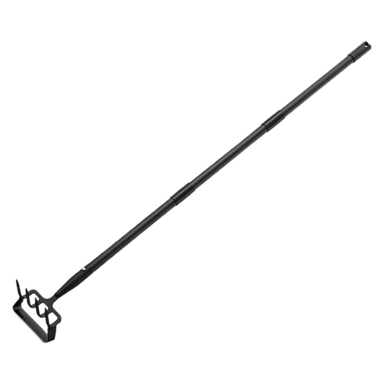 DOITOOL Azada de Estribo y Rastrillo de Jardín de Acero Inoxidable Negro, Herramienta Portátil para Hacer Zanjas y Eliminar Malas Hierbas en Jardinería Exterior