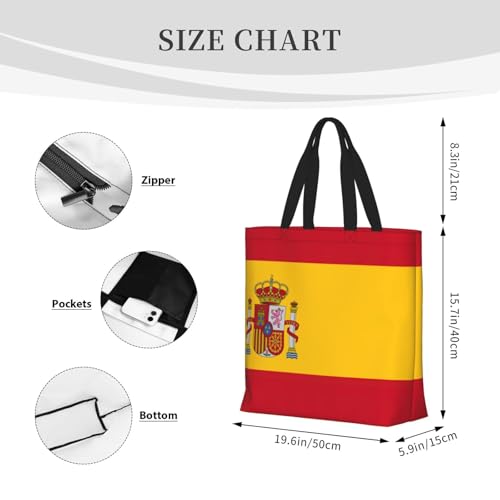 Spanish Flag Print Women Reuseable Handbag, Grocery Bag Foldable For Shopping Travel Activity4