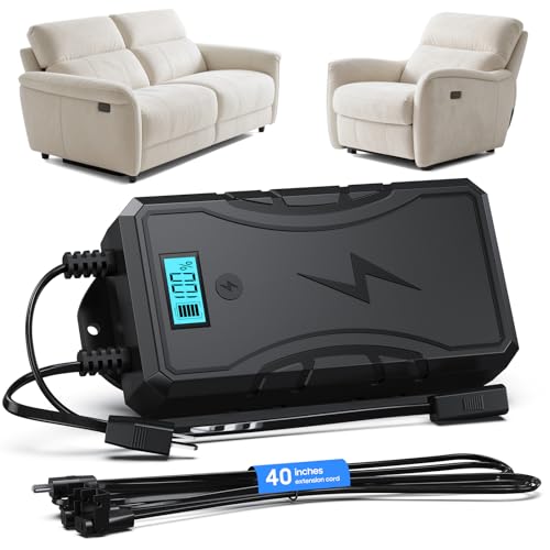 ZODELOW Battery Pack for Reclining Furniture, 2500mAh Recliner Battery Pack Rechargeable with LED Display, Universal 2-Pin Power Supply for Electric Recliners, Recliner Chair, Couch, Sofa