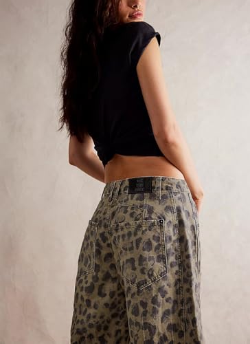 Y2K Printed Barrel Jeans Wide Leg Baggy Boyfriend Jeans for Women Loose Fit Mid Rise Denim Horseshoe Pants4